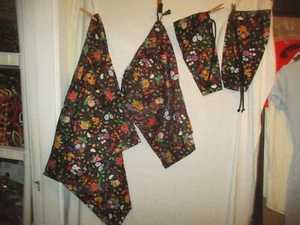 Vintage Vera Bradley Tavern On The Green Set Travel Laundry Ditty Pair Shoe Bags - Picture 1 of 5