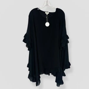 Túnica negra Oddi nueva con etiquetas talla única con volantes de gran tamaño elegante informal evento bohemio - Imagen 1 de 9