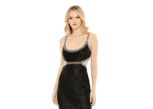 Vestido Mac Duggal 94047 Corte Cintura Cuello Redondo NUEVO NUEVO CON ETIQUETAS - Imagen 1 de 12