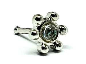 Flor Moonstone Nariz Stud Piedra preciosa Cristal 20g (0,8mm) Acero 7mm Bin B... - Imagen 1 de 12