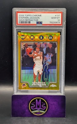 2008 Topps Chrome Stephen Jackson Gold Refractor /50 PSA 10 GEM MINT Pop 4 - Image 1 of 3