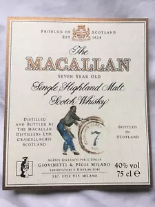 Old Scotch Whisky Flaschenetikett THE MACALLAN 7 Jahre alt 40 % 75cl Giovinetti Figli - Bild 1 von 3
