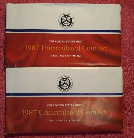 U S Coin Lot. 2 1987 PD US Mint Sets (OGP) Key to Completing Kennedy Sets Cover