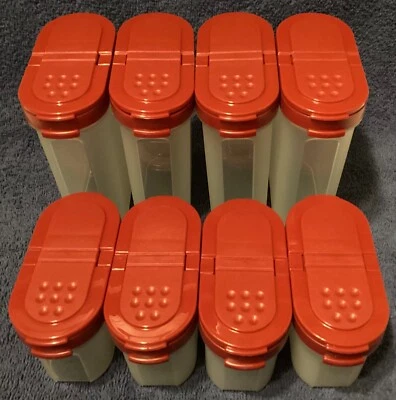 Set of 8 Tupperware Spice Shaker Containers #1843 4oz. & #1846 8 oz. Paprika - Image 1 of 4