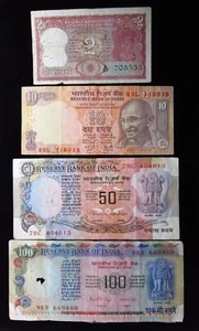 Indien 2, 10, 50, & 100 Rupien 8533h90 Lot Reserve Bank भारत Banknote Geld - Bild 1 von 2