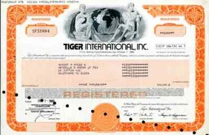 1980 Tiger International Stock Certificate - Picture 1 of 1