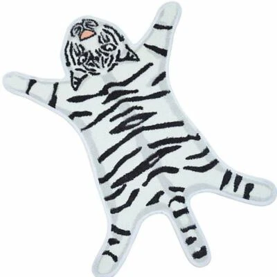 White Tiger Animal Print Faux Fur Rug Hide Washable Carpet Soft Bedroom Mats - Image 1 of 4