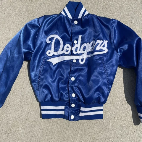 VTG 1980s Los Angeles Dodgers Spellout Snap Bomber Jacket Empire; Sz YOUTH SMALL Cover