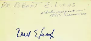 "Nobel Prize in Economics" Robert Lucas Hand Signed 4X6 Card - Picture 1 of 1