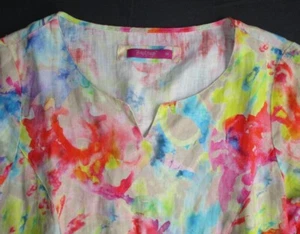 Backstage Kleid aus Leinen Batik-Blumen Kurzarm Gr. M ca. 38 TADELLOS! - Bild 1 von 9