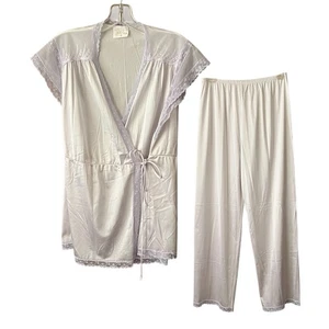 Vintage 70’s Jolie Two Pajama Wrap 2 piece lace trim set. Size M. - Bild 1 von 7