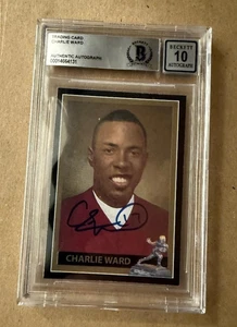 Signed CHARLIE WARD Fla State Seminoles Heisman Custom Card Beckett slabbed 10 - Picture 1 of 1