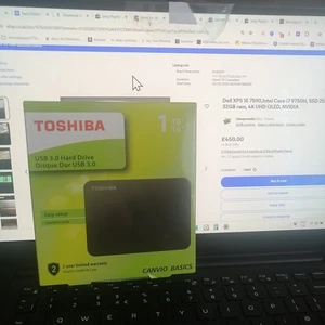 1TB Toshiba Canvio Basics 2.5" USB 3.0 Portable External Hard Drive VGC - Afbeelding 1 van 1