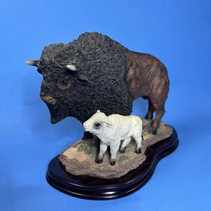 Standing Wild Buffalo w/ Baby Statue 7" Collectible Western Decorative Figurine - Picture 1 of 16