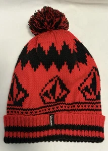 Volcom Stone Jacquard Pom Beanie Red - Picture 1 of 3