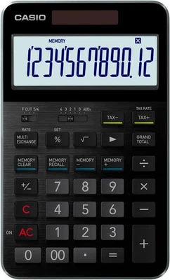 Casio S100X-BK Premium Calculator Aluminum Body Diamond-Cut Finish Black - Image 1 of 4