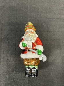 Babbo Natale in vetro golf golfista ornamento dipinto a mano stile vintage 6" - Foto 1 di 17
