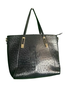 Bolso de Mano de Cuero Negro Grande de Cuero de Avestruz Bolso de Hombro Cartera - Imagen 1 de 7