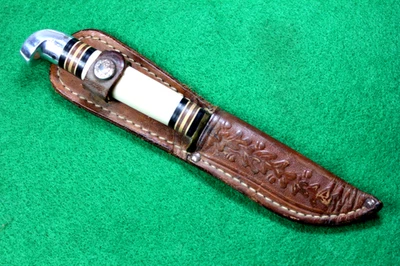 Cuchillo de trucha y pájaro WESTERN Boulder Colo. Pat'd hecho en EE. UU. con funda de cuero Foto 1 de 4