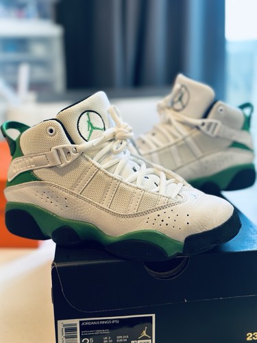 Jordan 6 anelli (ps) bianco nero verde fortunato taglia 2 5 anni 323432 131