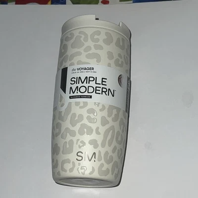 Taza de viaje simple moderna Voyager Leopardo 16 oz crema - ¡Nueva con etiquetas! Foto 1 de 4