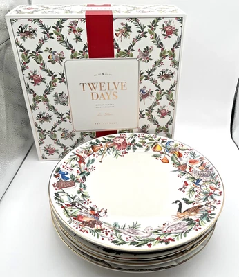 Juego de 4 platos de cena Pottery Barn 12 días de vacaciones de Navidad - Nuevo en caja Foto 1 de 4