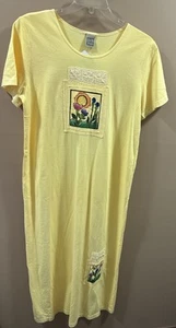 Womens Medium Long Dress, Yellow Floral, Hand Painted, Viva City Vintage NWT - Picture 1 of 6