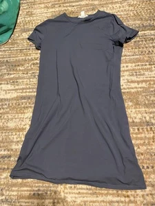 Athleta Womens Stretch T-Shirt Dress Short Sleeve Crew Neck Medium Gray - Picture 1 of 3