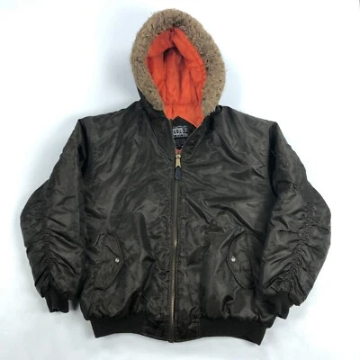 N2B Pilots Flight Jacket 2XL Military Aviation Bomber Industries 90s Hooded Fur - Image 1 of 4