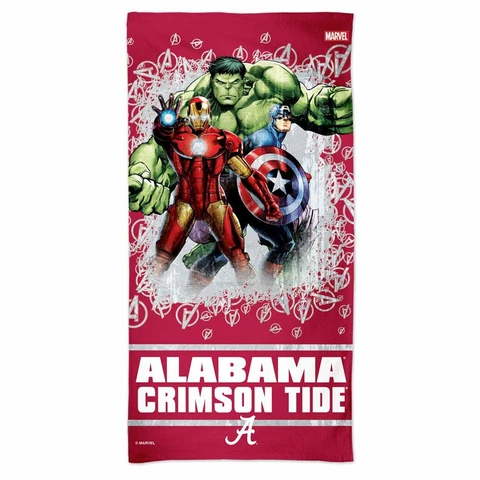 ALABAMA CRIMSON TIDE IRON MAN HULK CAPTAIN AMERICA 30"X60" BEACH TOWEL WINCRAFT Cover