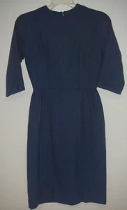 Vintage 1950s Saks Fifth Avenue Sheath Wiggle Dress Blue Size 5 Tailored - Picture 1 of 6