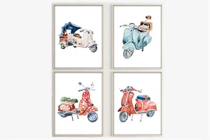 Vespa scooter print, vintage vespa scooter prints, gift for vintage vespa lovers - Picture 1 of 15