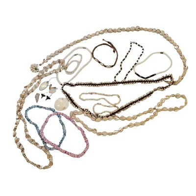 Lot Natural Seashell Beach Jewelry Shark Teeth Earrings Artisan 90s Lot Of 15 - Image 1 of 4