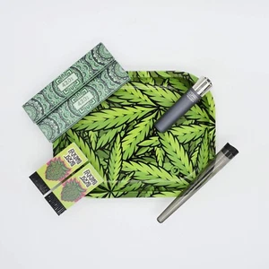 Green Leaves Rolling Tray Set - Mischeschale/ Unterlage/ Drehtablett Kifferbox - Bild 1 von 2