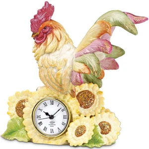 Lenox Rooster Country Gentleman Clock Figurine Colorful Sunflowers Quartz 9" NEW - Picture 1 of 6