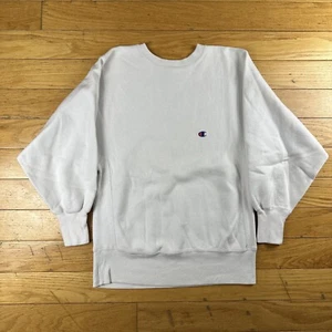 Felpa girocollo vintage anni 90 Champion tessuto rovesciato bianca vuota taglia M USA - Foto 1 di 10