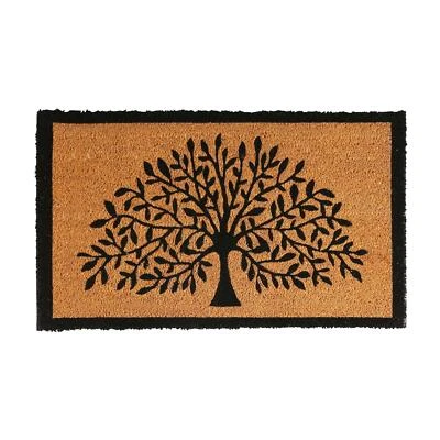1x Coir Door Mat 75cm x 45cm Tree of Life Non-Slip Indoor Kitchen Floor Rug - image 1 of 4
