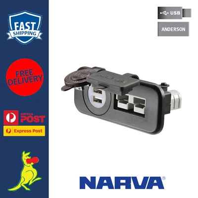 Narva Anderson Plug 50A / Narva Twin USB Sockets with Covers Flush Mount USB — 第 1/4 张图片