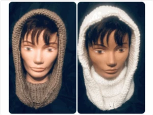 Turtleneck Hooded Cowl Scarf Snood Winter Head Scarf Knitting Printed Pattern - Picture 1 of 7