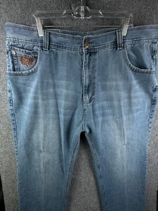 VTG Phat Farm Jeans Men 46x34 Blue Baggy Hip Hop Rap Skater 90s Y2K Embroidered - Picture 1 of 21