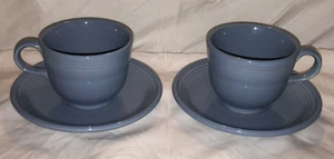 New 2 Sets HOMER LAUGHLIN Genuine FIESTA Perinwinkle Blue Cups & Saucers U.S.A - Picture 1 of 6