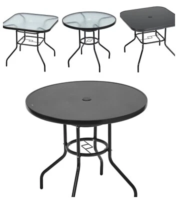 Gartentisch Bistrotisch Balkontisch Glastisch 80x80x70cm Beistelltisch mit Loch - Bild 1 von 4