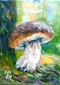 Pintura al óleo original de setas paisaje arte de pared decoración de pared lienzo 5x7 pulgadas - Imagen 1 de 1