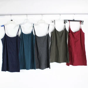 Set of 5 Women's Active Basic Tank Top Cotton Stretch Spaghetti Strap Size Large - Picture 1 of 5