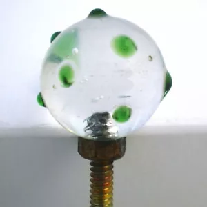 FABULOUS OLDER SPUN VENETIAN GLASS KNOBS WITH GREEN BUMBS - Picture 1 of 3