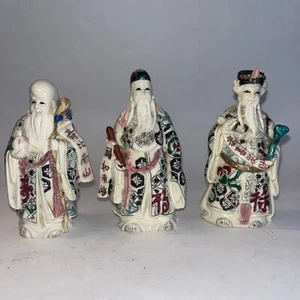 Juego de 3 piezas vintage chino Sanxing Fu Lu Shou Fortuna Prosperidad Longevidad - Imagen 1 de 10