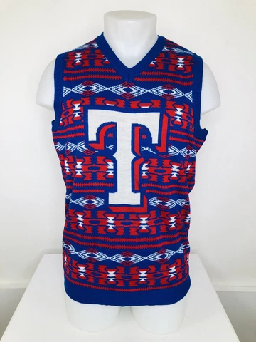 TEXAS RANGERS - NEW w TAG - MLB Christmas Mens Sm. HOLIDAY Sweater Vest MSRP:$55 Cover