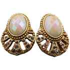 Vintage Style Studs Earrings Sparkly Faceted Bead Gold Tone 1" Long