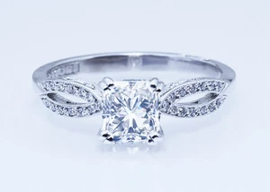 ASTA! Anello con diamanti taglio radiante $8500 autentico TACORI 18K 1,07 ctw SI2 H EGL - Foto 1 di 5