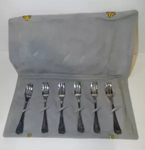 Set 6 forchette da dessert antiche marcate in argento 800 Sciacca Italia vintage con custodia - Foto 1 di 4